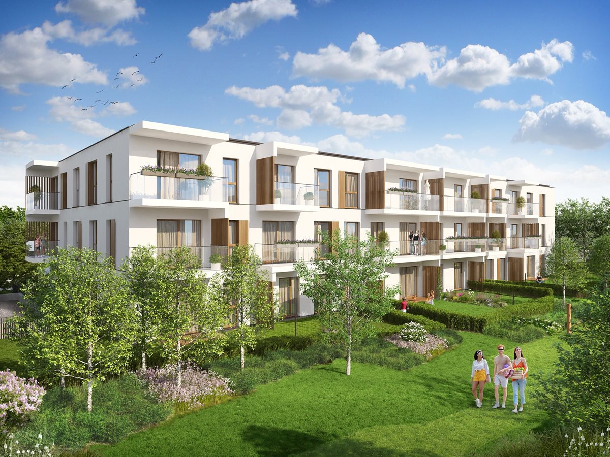 Apartamenty Białej Koniczyny - Widok na budynek od strony ogródków