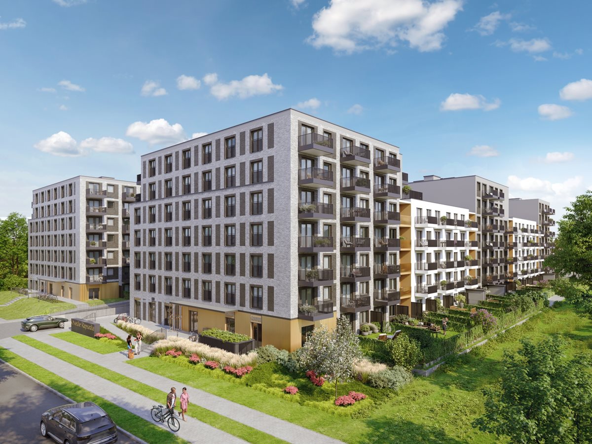 Osiedle Rapsodia - Widok na elewację budynku od strony ul. Wołowskiej