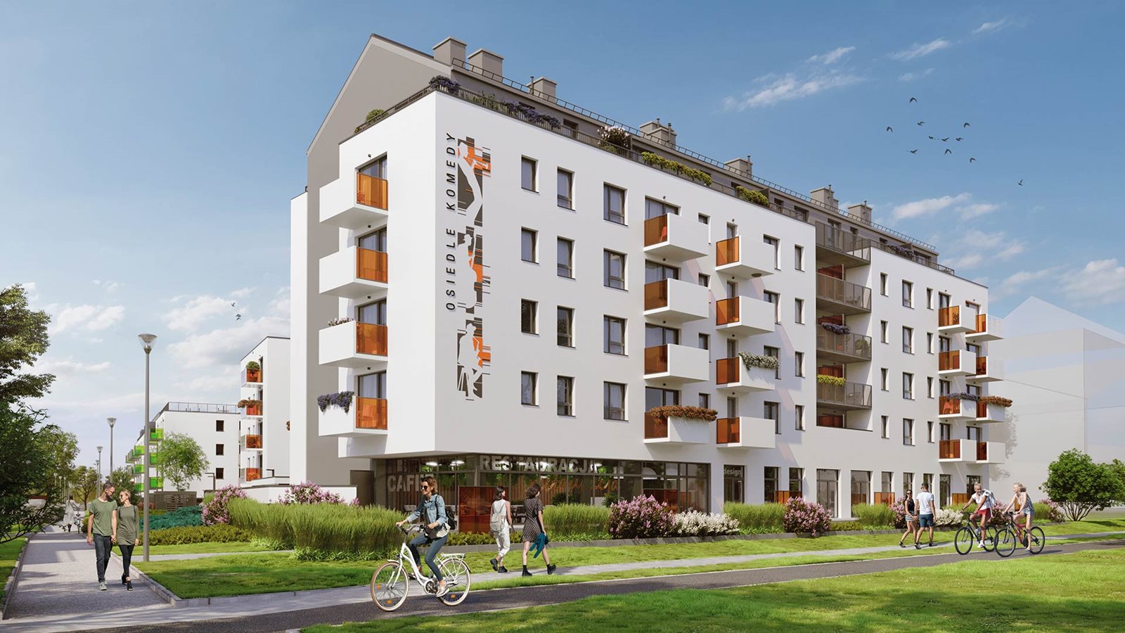 Osiedle Komedy - Etap 3, widok na elewację od strony ul. Buforowej 