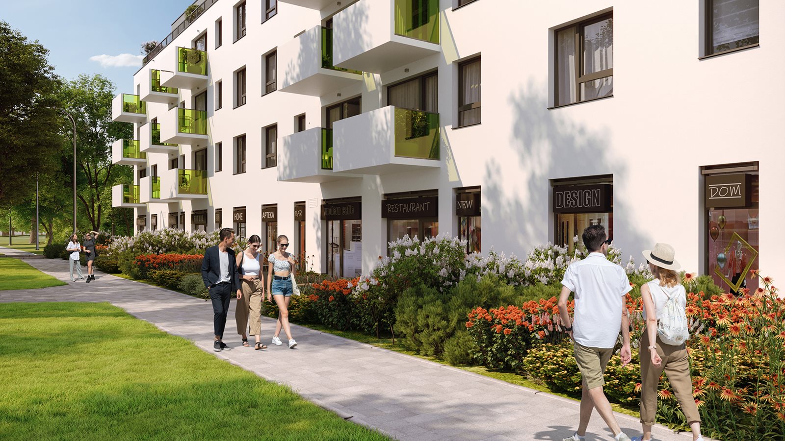 Osiedle Komedy - Etap 4, widok na lokale usługowe