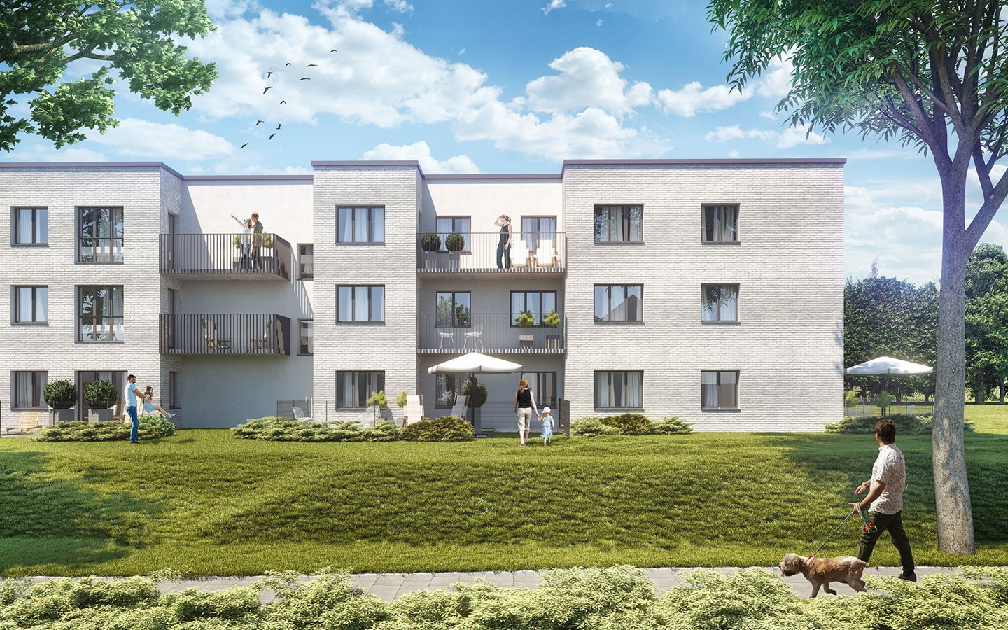 Osiedle Idylla - Etap 2, widok na elewację od strony ul. Stabłowickiej